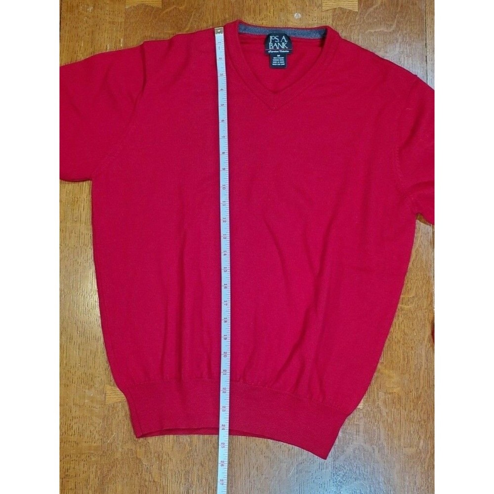 Jos A Bank Men's V-Neck Merino Wool Traveler Sweater Pull Over‎ Red Size Medium - Picture 4 of 6